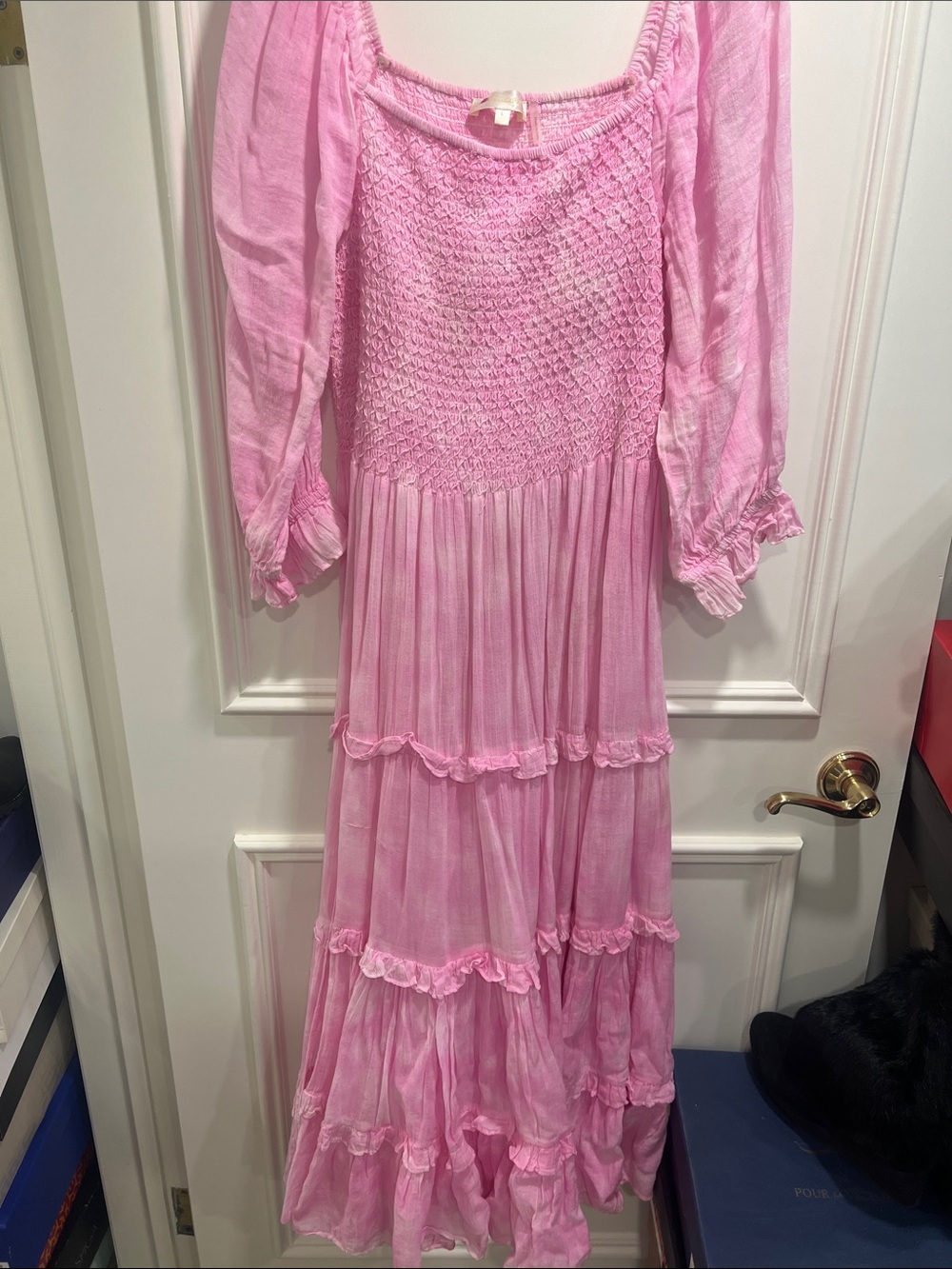 Pink Smocked Tiered Maxi Dress